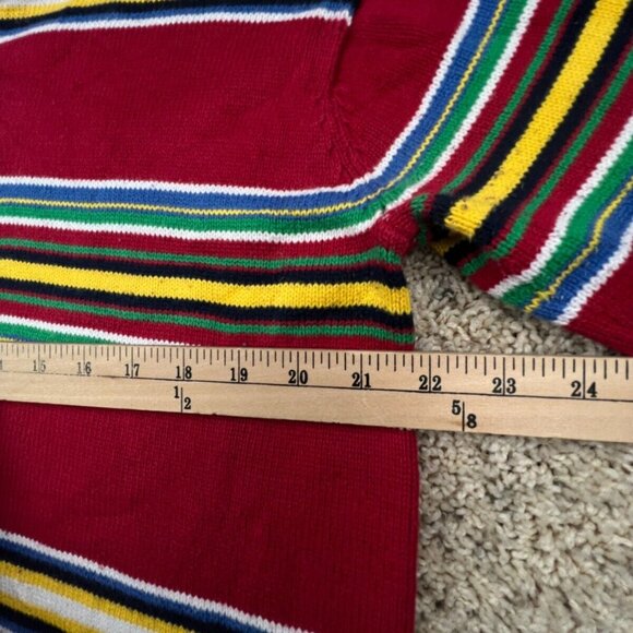 Lauren Ralph Lauren Sweater Striped Colorful Medium Cotton Oversized 1/4 Zip - Picture 5 of 13
